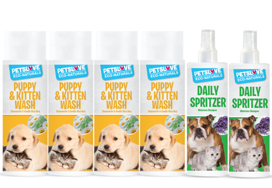Petslove Natural Puppy & Kitten Care Bundle incl. Shampoo & Spritzer & Pet Sanitiser